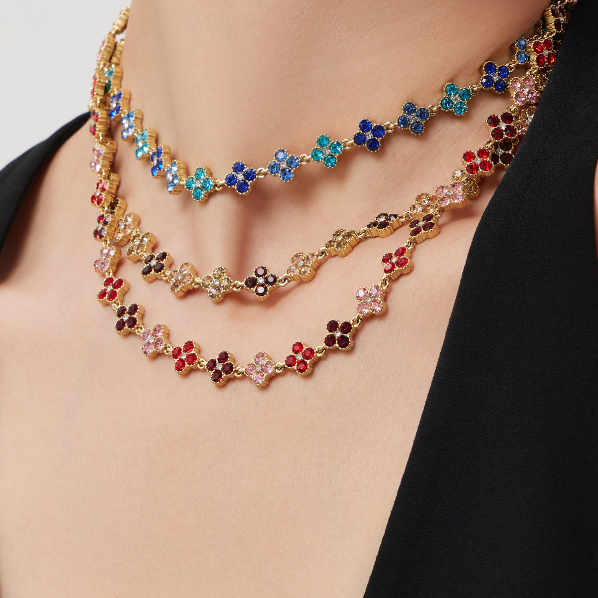 COLLIER TRÈFLE STRASS