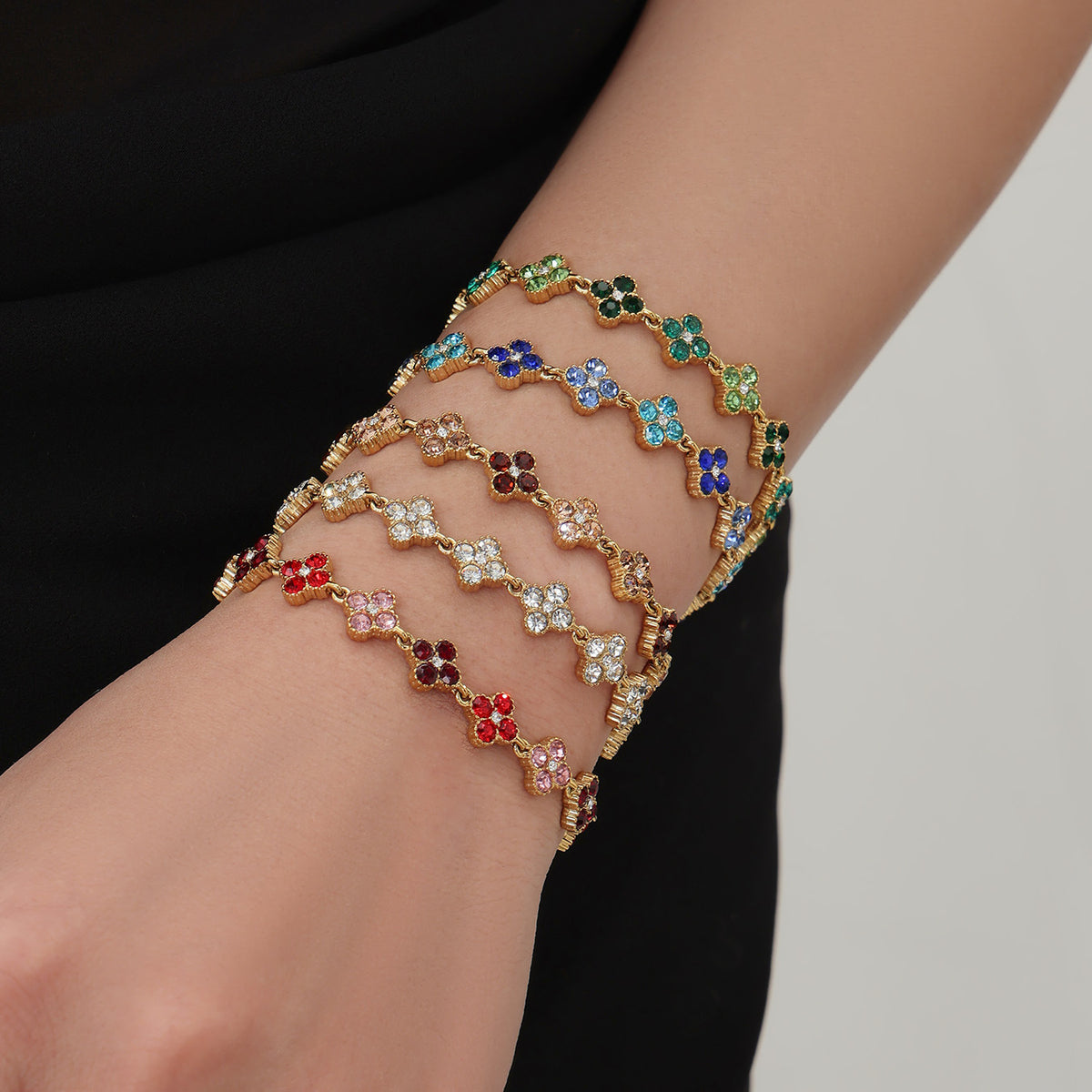 BRACELET TRÈFLE STRASS