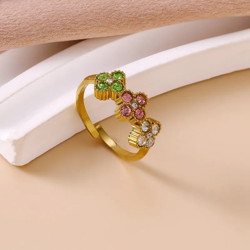 BAGUE TRÈFLE STRASS